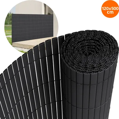 Immagine prodotto di ECD Germany Tappeto privacy in PVC 120x500 cm, antracite, resistente ai raggi UV, impermeabile