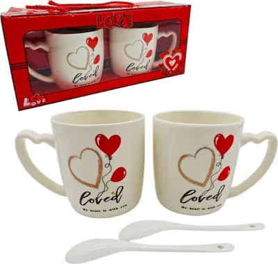 Produktbild von Valentinsbecher - 2er Set in Box mit Löffel 300 ml KB24