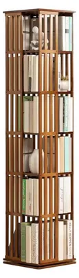 Produktbild von Drehbares Bücherregal Bambus 4/5/6 Ebenen 360° Standregal 37x37x178cm