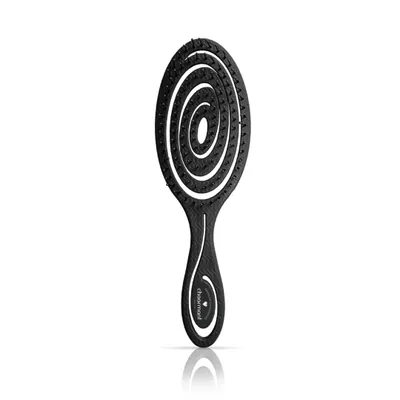 Image de Brosse à cheveux Chaarmant Straw Brush noire | Brosse à cheveux sans tiraillements | Brosse pour femmes et hommes | Brosse démêlante, également adaptée aux cheveux bouclés et longs