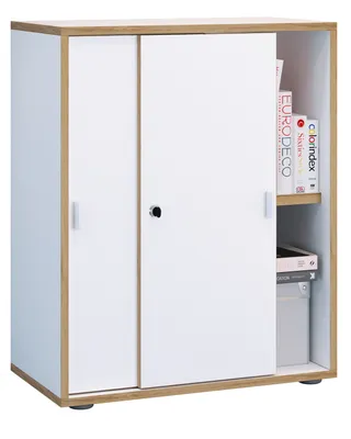 Immagine prodotto di Armadio da ufficio con 2 scomparti | mobile moderno con porte scorrevoli | Dimensioni H. 74 x W. 60 x D. 37 cm – Salia 2 scomparti