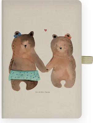 Produktbild von Mr. & Mrs. Panda Tagebuch Bär Freundin - Transparent - Geschenk, notizbuch, Teddy, skizzenbuch a4, Kladde, Journal, kariertes