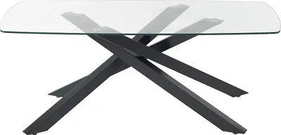 Produktbild von Esstisch rund - 8 Personen - Sicherheitsglas & schwarzes Metall - Transparent - METRILIA