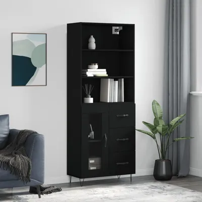 Produktbild von vidaXL Highboard Schwarz 69,5x34x180 cm Holzwerkstoff
