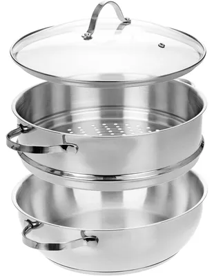 Produktbild von Kochtopf mit 2 Dampfeinsätzen und Glasdeckel - 28 cm