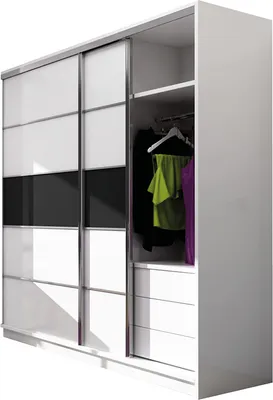 Produktbild von Schwebetürenschrank Albi, 2 Türen Kleiderschrank, Moderne Garderobe, Schrank in Größe: 226 x 220 x 64 cm