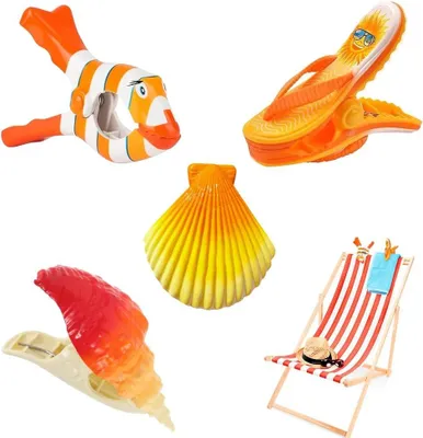 Immagine prodotto di Ganci per asciugamani, grandi, confezione da 4 pezzi, in plastica, adatti per spiaggia e giardino