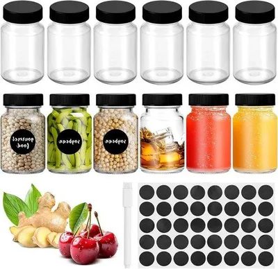 Image de Lot de 12 verres de 60 ml avec couvercle, pour liqueur et gingembre, lavables au lave-vaisselle