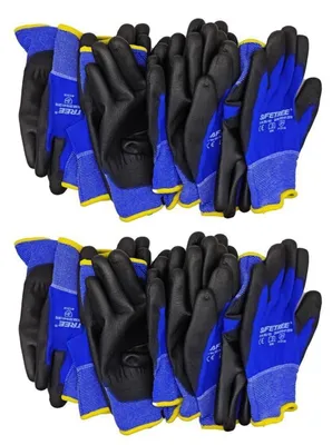 Obrázok produktu pre Pracovné rukavice, 12 párov, EN388, potiahnuté polyuretánom, nylon, veľkosť 8/9/10, odolné proti oderu, ochrana proti porezaniu