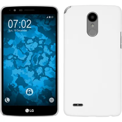 Produktbild von PhoneNatic Case kompatibel mit LG Stylus 3 - Hülle weiß gummiert Hard-case + 2 Schutzfolien