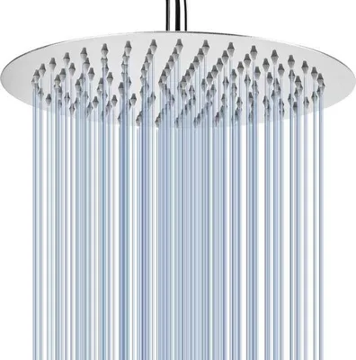 Productafbeelding van Unyqoos® 30 cm douchekop van roestvrij staal 304, rond, chroom, verstelbaar, aansluiting G1/2", zelfreinigende siliconenmondstukken