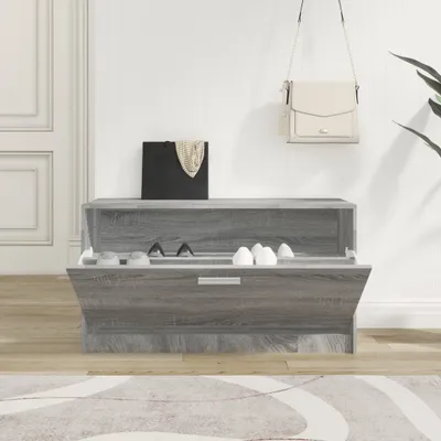 Image de Banc à chaussures Sonoma gris 80x24x45 cm Bois d'ingénierie
