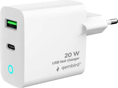 Image de GEMBIRD Gembird TA-UC-PDQC20L-W-01 mobile device charger Smartphone, Smartwatch, Tablet White AC Fast charging Indoor