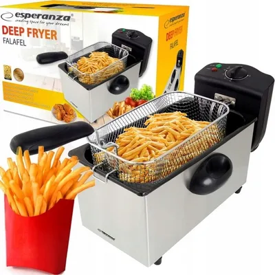 Produktbild von Esperanza FALAFEL, Fritteuse, 3 l, Einzelbild, Schwarz, Weiß, Drehregler, Eigenständig
