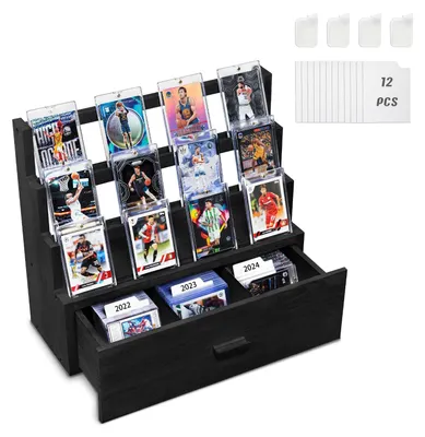 Productafbeelding van Omgoods - Drie-niveau Trading Card Box - Houten Kaart Organiser met Aangepaste Tray