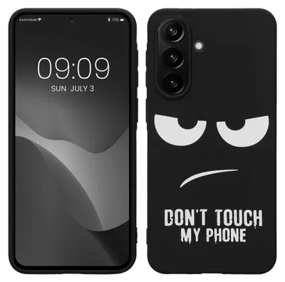 Produktbild von kwmobile Hülle kompatibel mit Samsung Galaxy A37 5G - Handyhülle Silikon Case - Don't touch my Phone Weiß Schwarz