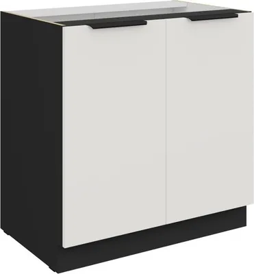 Immagine prodotto di Mobiletto basso a due ante LUNARA - larghezza 80 cm, bianco / nero
