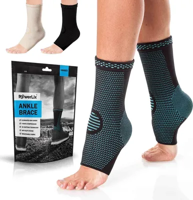 Produktbild von POWERLIX Sprunggelenkbandage 2 Stück, Blau S, Professionelle Knöchelbandage für Damen/Männer