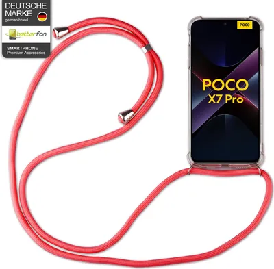 Produktbild von Handykett für Poco X7 5G Hülle mit Kordel Handyhülle mit Band in Rot