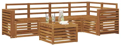 Image de Ensemble de canapé d'angle 6 pcs Naturel Bois d'Acacia Massif