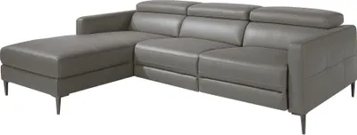 Produktbild von Angel Cerdá Relaxsofa mit Chaiselongue links aus dunkelgrauem Leder 6125