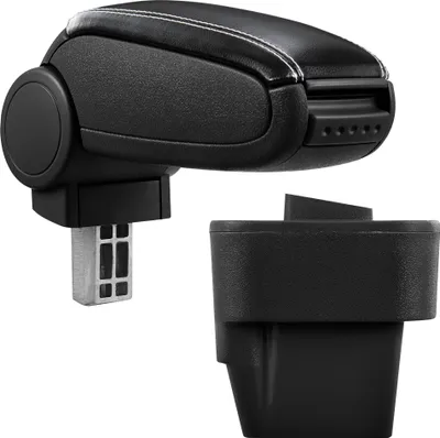 Produktbild von [pro.tec] Mittelarmlehne Passgenau für Opel Astra H in den Baujahren 2004 - 2010 - Armauflage mit Staufach - gepolstert - schwarz Kunst-Leder mit weissen Nähten