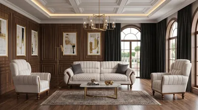Immagine prodotto di Divano beige, set composto da: 2 divani a 1 posto, 1 divano a 1 posto. Divani in tessuto, design moderno, alta qualità