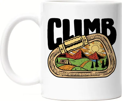 Produktbild von Climb Tasse Weiß Berge Bergsteigen Bouldern Klettern Sport Freizeit Hügel Halle Felsen Bergsteiger Kletterschuhe