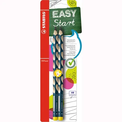 Produktbild von Ergonomischer Dreikant-Bleistift für Linkshänder - STABILO EASYgraph in petrol - 2er Pack- Härtegrad HB