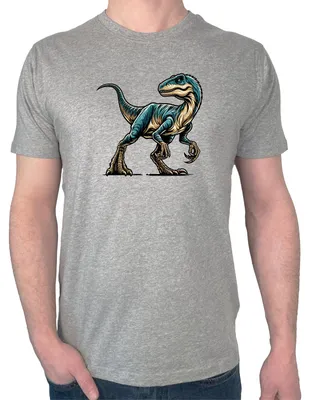 Produktbild von Huuraa Herren T-Shirt Velociraptor Dinosaurier XL Sport Grey Bio Baumwolle Fairtrade Herrenshirt Geschenkidee