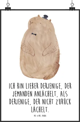 Produktbild von Mr. & Mrs. Panda Bild Murmeltier DIN A0 - Weiß - Geschenk, Knigge, drucke, Anstand, Wandbild, Lustige Sprüche, Freundlichkeit, wanddeko, Respekt, Fröhlichkeit, Plakat