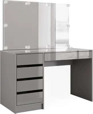 Produktbild von Vicco Schminktisch Sherry, 120 cm mit LED Beleuchtung, Grau Hochglanz