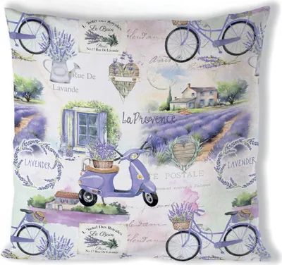 Produktbild von Kissenbezug 40x40cm Baumwolle mit Provence Lavendel Motiv Weiß / Lila