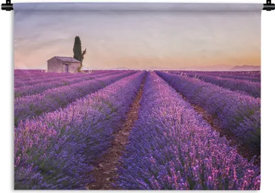 Produktbild von MuchoWow® Wandteppich Wandbehang Lavendel - Sonnenuntergang - Lila - Blumen 90x67.5 cm Tapisserie Dekoration Wandtuch - Fototeppich - Wand-Skulpturen