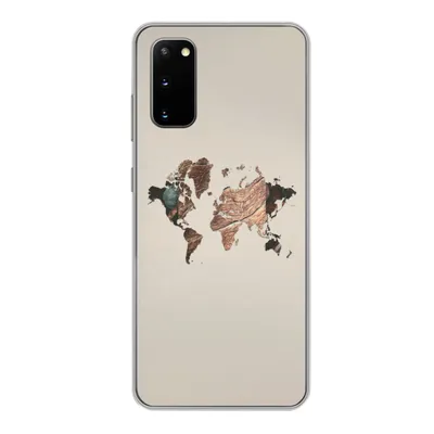 Produktbild von MuchoWow® Handyhülle Schutzhülle Hülle für Samsung Galaxy S20 Weltkarte - Holz - Braun Silikon Softcase Handy Hülle - Bild