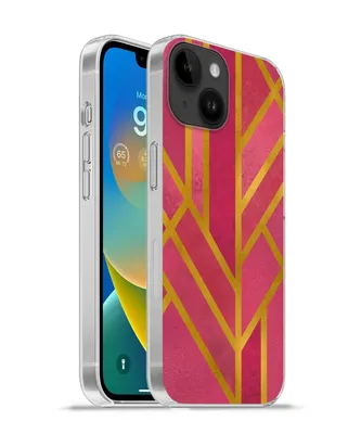 Produktbild von MuchoWow® Handyhülle Schutzhülle Hülle für Apple iPhone 14 - Softcase Gold - Rosa - Geometrisch Silikon Softcase Handy Hülle - Mobiltelefonhülle