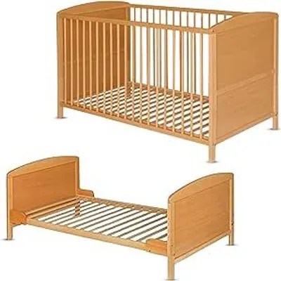 Produktbild von Best For Kids Gitterbett Natur 2 in 1 Patrick 70x140 cm Juniorbett Kinderbett Babybett mit Matratze