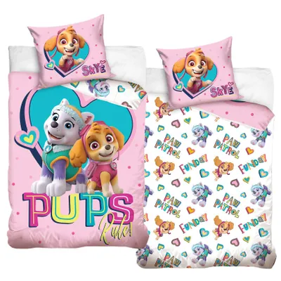 A Paw Patrol themed duvet cover and pillowcase set.