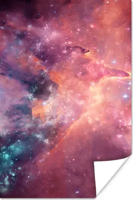 Produktbild von MuchoWow® Poster Orange - Weltraum - Sterne 60x90 cm - Wanddekoration