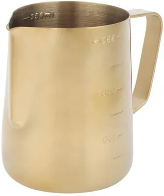 Produktbild von Milchschaumer aus Edelstahl, 600 ml - Manueller Milchschaumer - Milchschaumer für Latte Art - Milchschaumer mit Messskala - Milchschaumer für den Hausgebrauch - Schaumkanne - Kaffeekanne