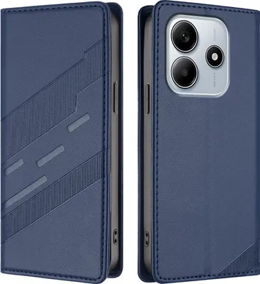 Produktbild von Hülle für Xiaomi Redmi Note 14 4G, Kunstleder Brieftaschen Handyhülle mit Kartenfach und Standfunktion Blau