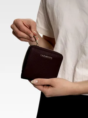 Produktbild von Kompakte Leder Geldbörse für Damen | mit Druckknopf, Reißverschlussfach, 6 Kartenfächern, RFID-Schutz | 10 x 10 x 2,5 cm