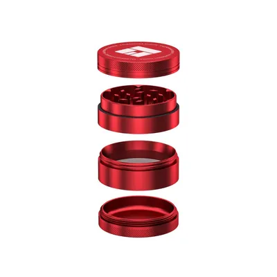 Produktbild von California's Choice 4-Teiliger Aluminium Grinder Compton Rot Ø 50 mm | Kräutermühle mit Pollenfach, Sieb & Diamant-Mahlzähnen