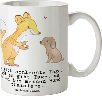Produktbild von Mr. & Mrs. Panda Kaffeetasse Fuchs Hundetraining - Weiß - Geschenk, Hundeerziehung, Hundeschule, Kaffeebecher, Teetasse, bedruckt, Becher, Welpenschule, Hundeprüfung