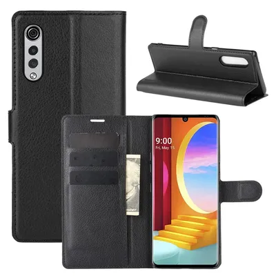 Produktbild von König Design Hülle kompatibel mit LG Velvet Kunstleder Handyhülle - Handy Case Schwarz