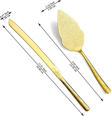 Produktbild von Goldene Hochzeitstortenheber Set - Eleganter Tortenheber - 2-teilig - Edelstahl - Titan-Gold-Beschichtung
