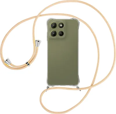 Produktbild von Handykette Backcover-Schutzhülle mit Band (Metall silberfarben) für Motorola Moto G15 - Goldkordel