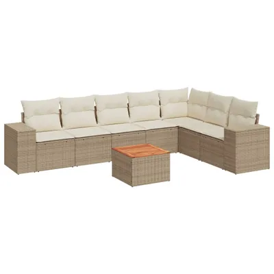 Produktbild von vidaXL 8-tlg. Garten-Sofagarnitur mit Kissen Beige Poly Rattan