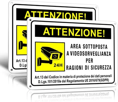 Image de Panneau de surveillance vidéo, réfléchissant, 2 pièces, 20x15 cm, pour intérieur et extérieur