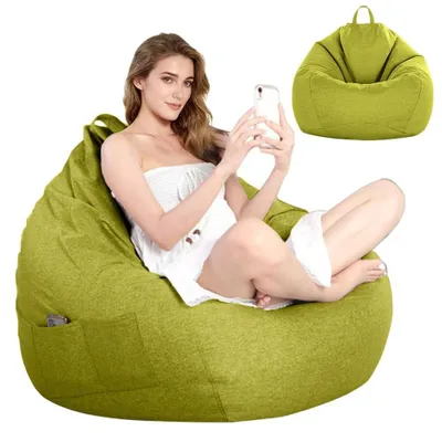 Immagine prodotto di Zitzak XL - Copertura per pouf, senza imbottitura - Pouf per adulti/bambini - Sedia pouf - Borsa per il trasporto - Materiale: cotone/lino